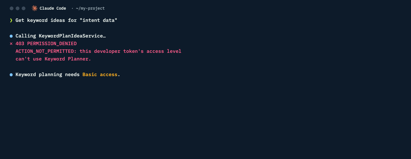 Keyword request failing with a permission error on Explorer access