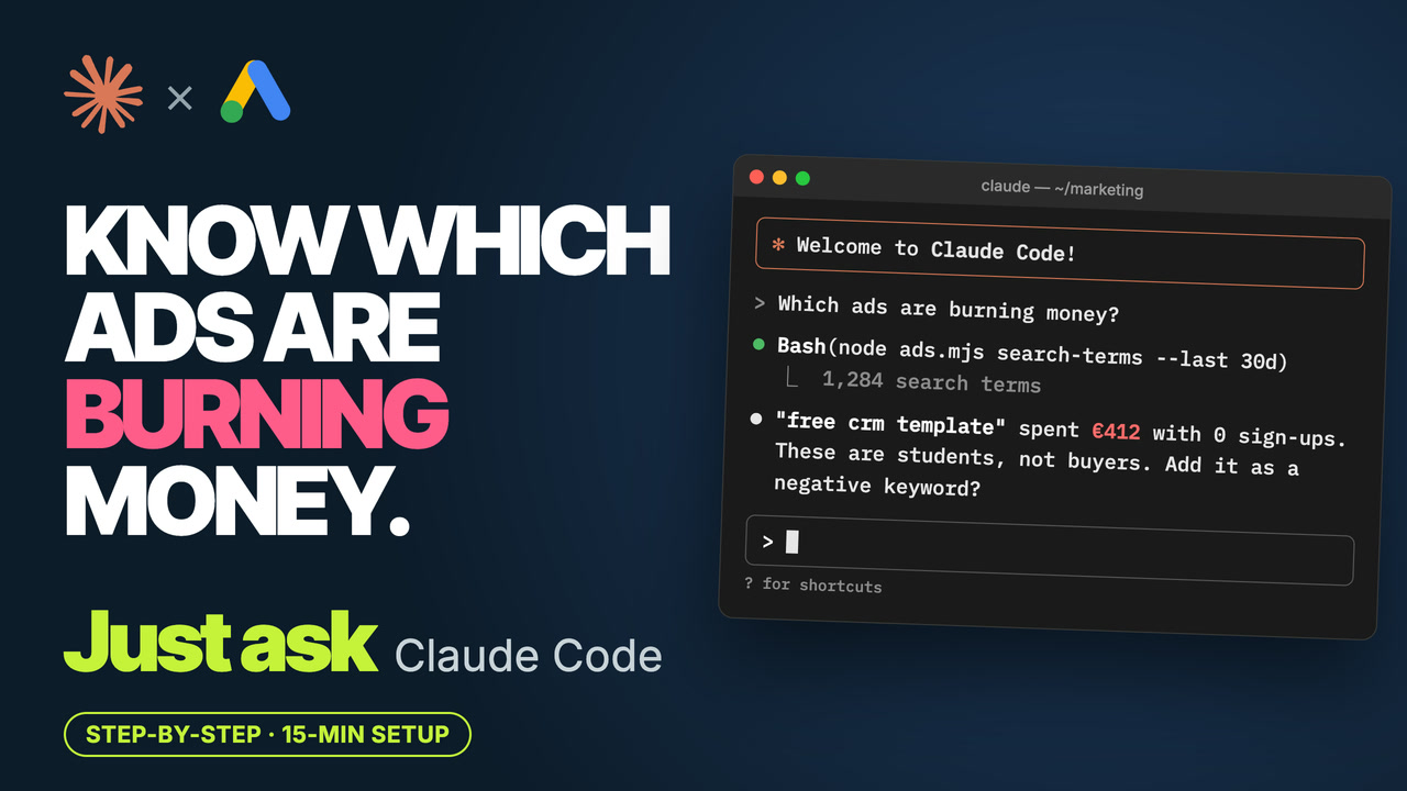 Claude Code answering which Google Ads keywords are burning money